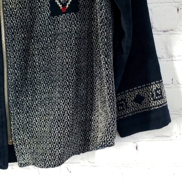 Vintage Chico's Design Navy Blue Black Southwestern Full Zip Jacket Shacket Sz 2 - Picture 8 of 17